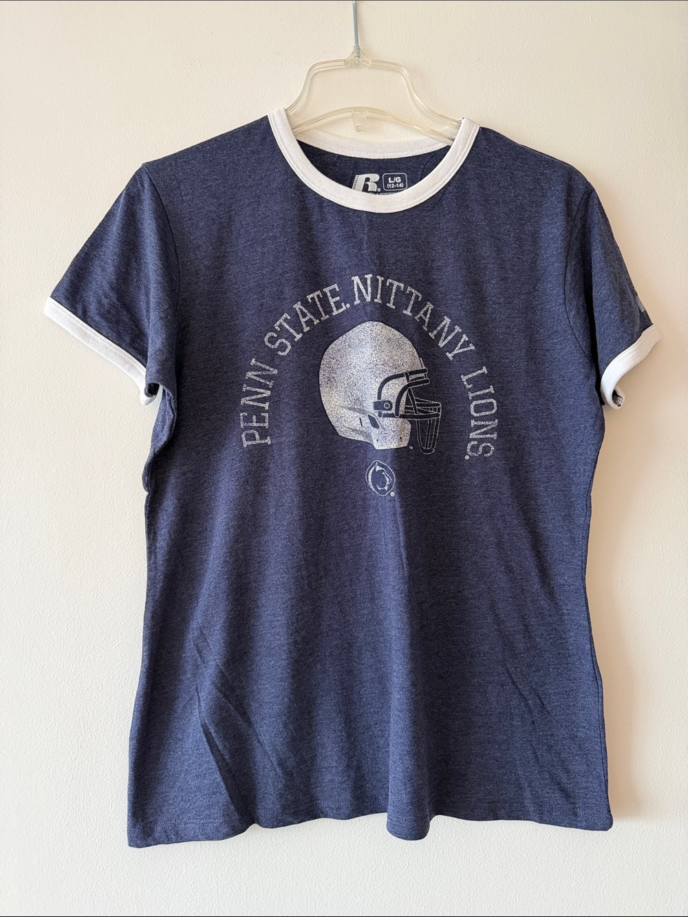 Russell Athletic Penn State Nittany Lions Football Ringer T-Shirt Navy Blue L